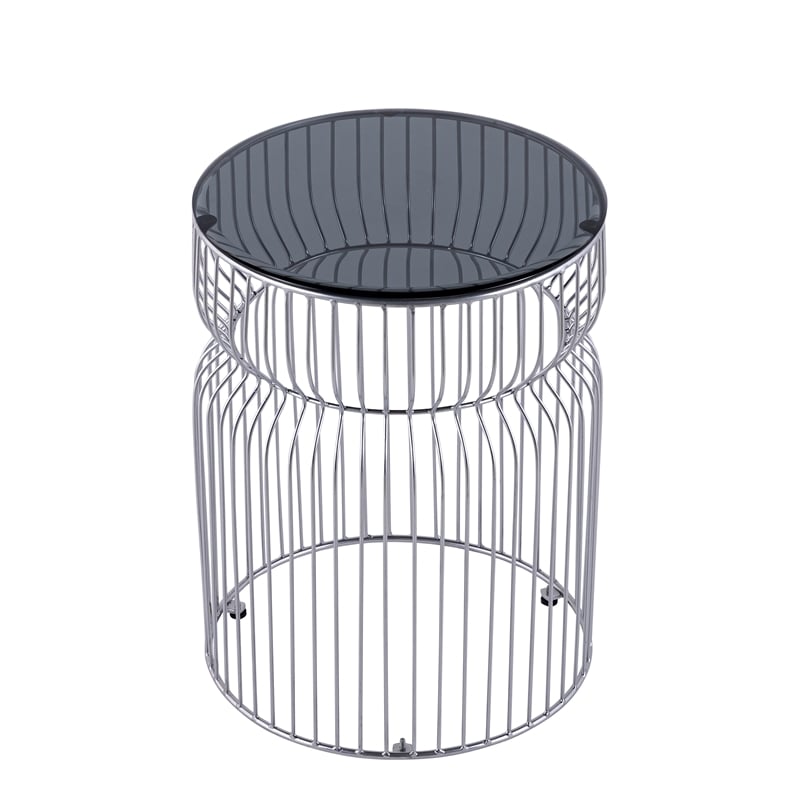 T901 Coffee and End Table Set made with metal and Tempered Glass Top Silver