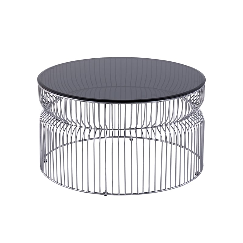 T901 Coffee and End Table Set made with metal and Tempered Glass Top Silver