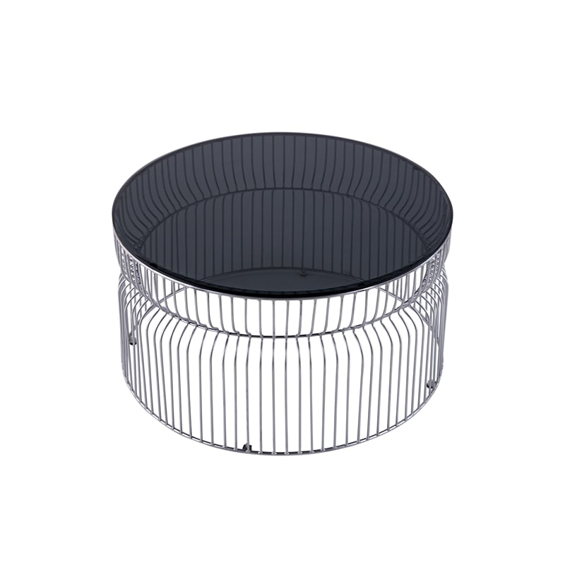 T901 Coffee and End Table Set made with metal and Tempered Glass Top Silver