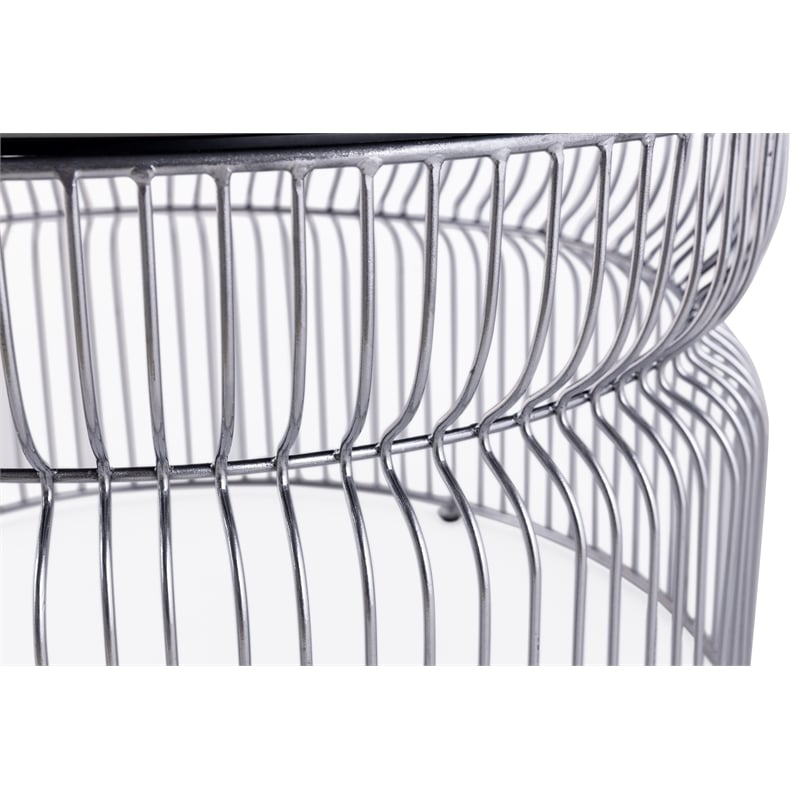 T901 Coffee and End Table Set made with metal and Tempered Glass Top Silver