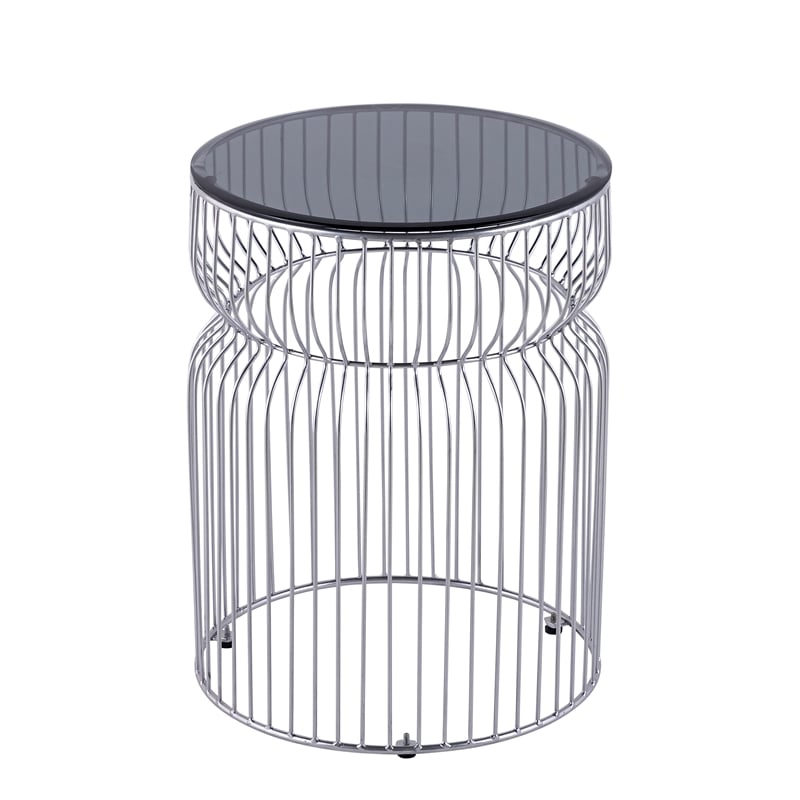 T901 Coffee and End Table Set made with metal and Tempered Glass Top Silver