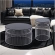 T901 Coffee and End Table Set made with metal and Tempered Glass Top Silver