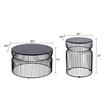 T901 Coffee and End Table Set made with metal and Tempered Glass Top Black