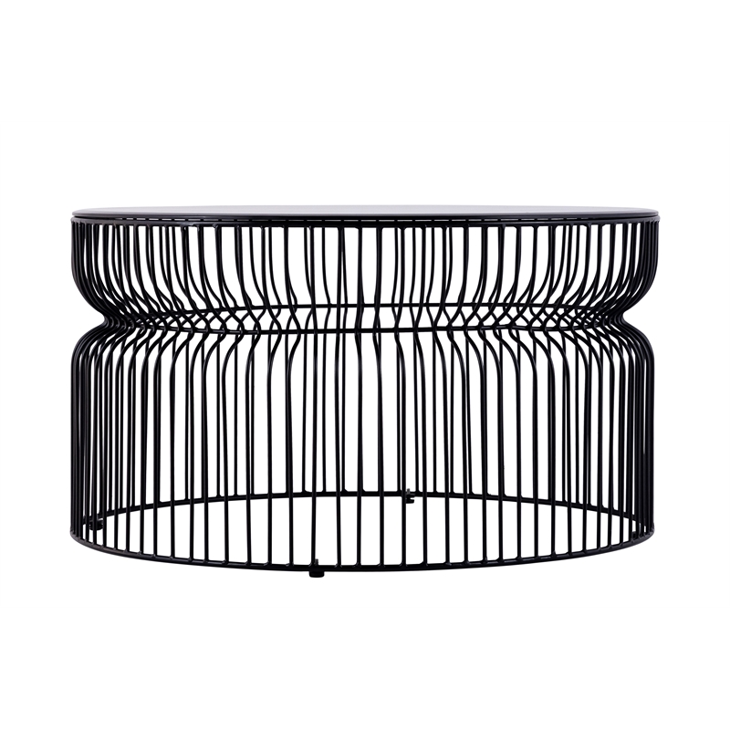 T901 Coffee and End Table Set made with metal and Tempered Glass Top Black