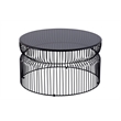 T901 Coffee and End Table Set made with metal and Tempered Glass Top Black