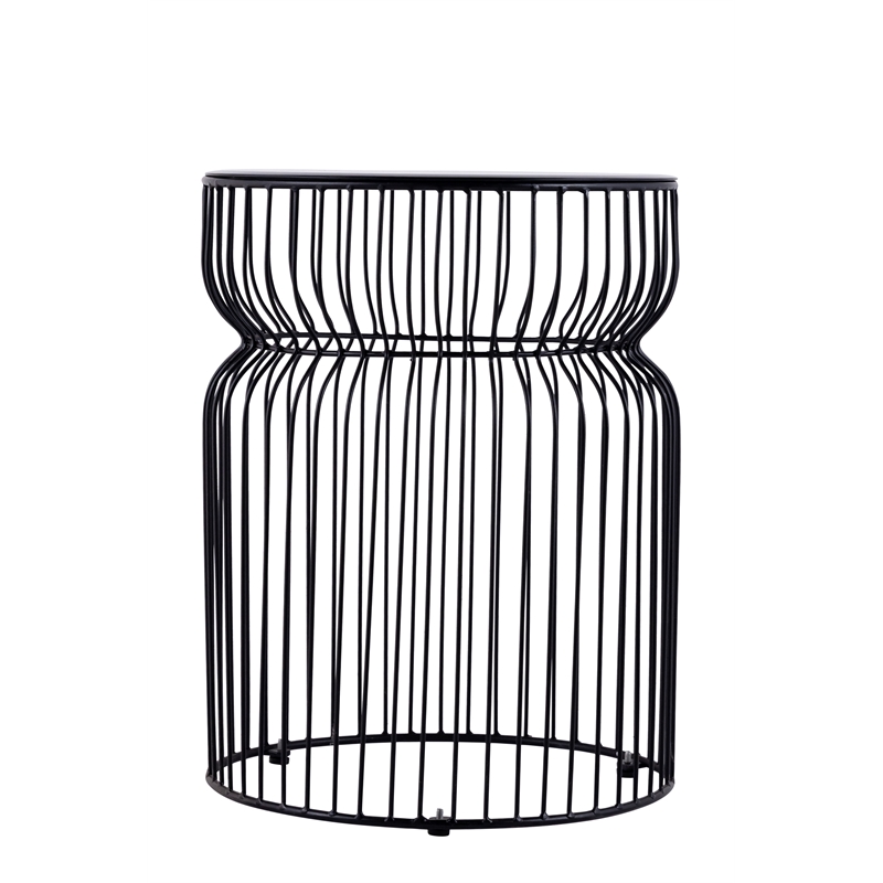 T901 Coffee and End Table Set made with metal and Tempered Glass Top Black