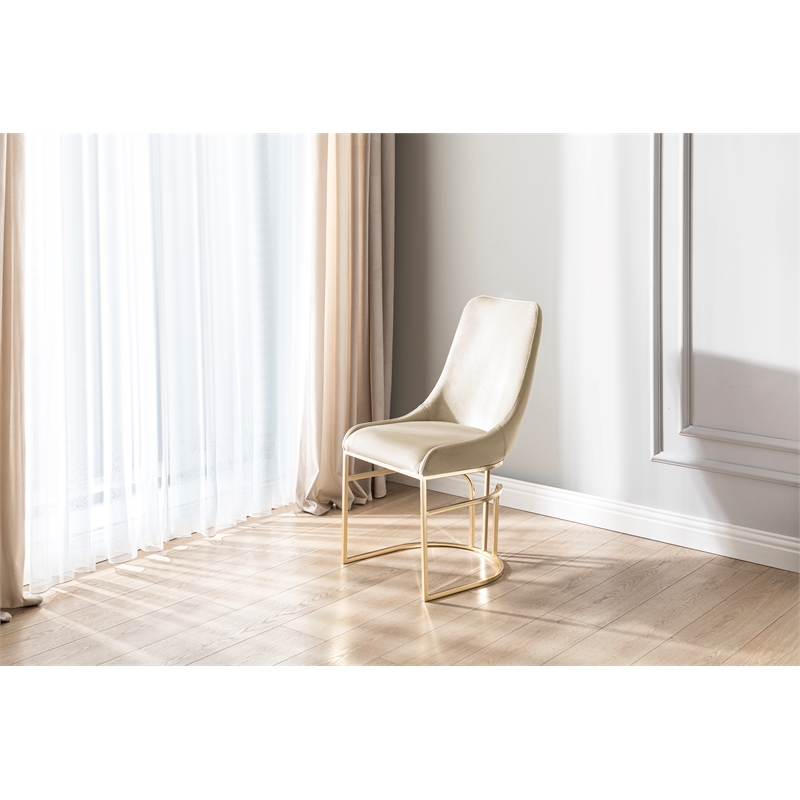 Emrald Modern Gold Legs in Beige Color- 2 Chairs Per Box