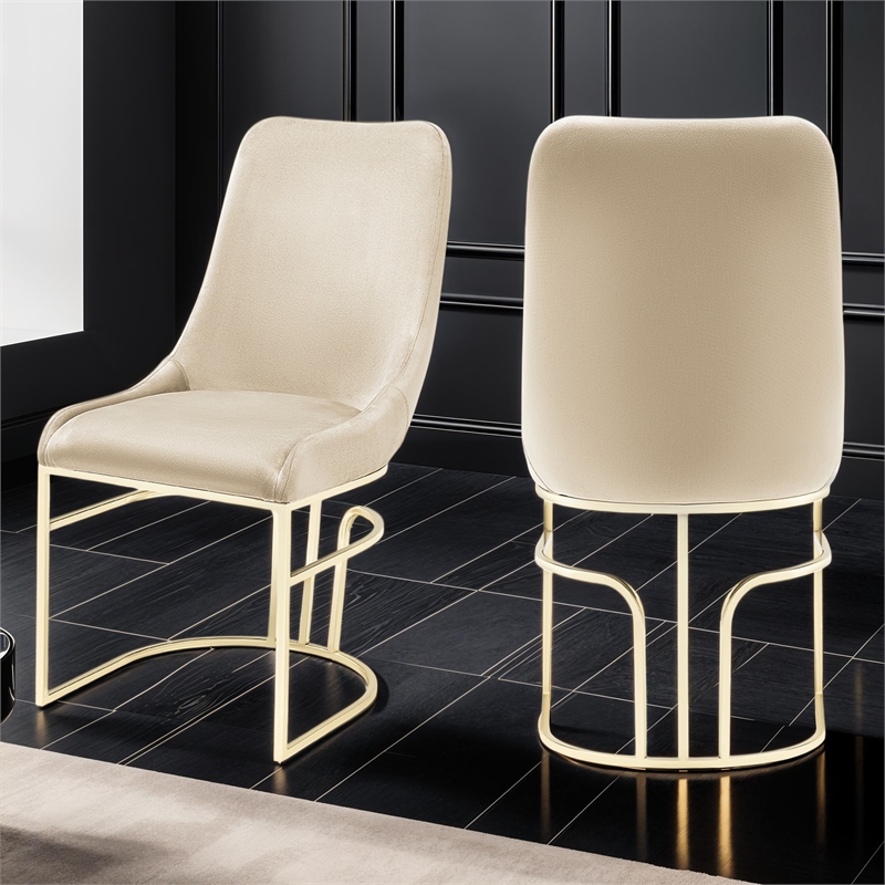 Emrald Modern Gold Legs in Beige Color- 2 Chairs Per Box