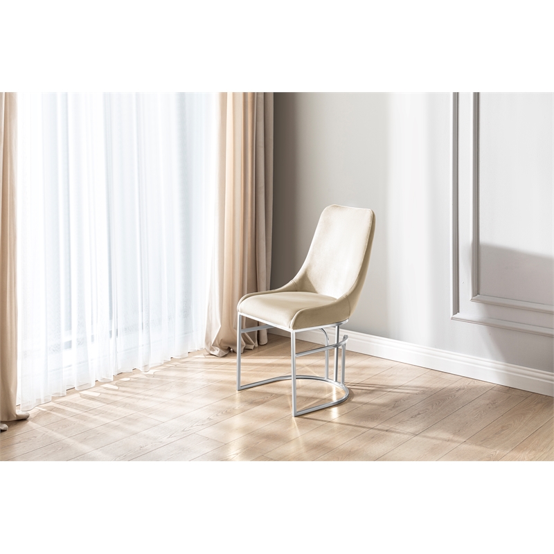 Emrald Modern Steel Legs in Beige Color-2 Chairs Per Box