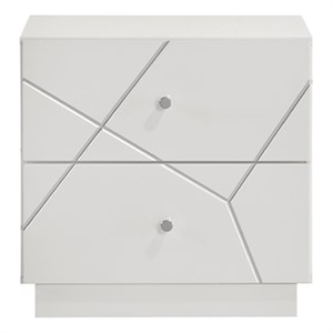 Manhattan Nightstand with Solid+Manufactured Wood & Red Velvet Lining in White