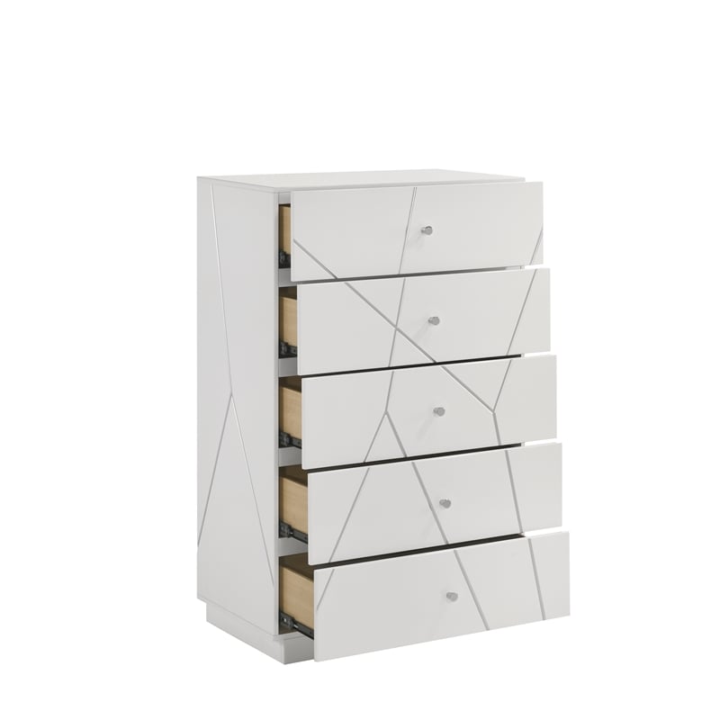 Manhattan Queen 5-Piece Set including Lacquer & Storage Chest in White