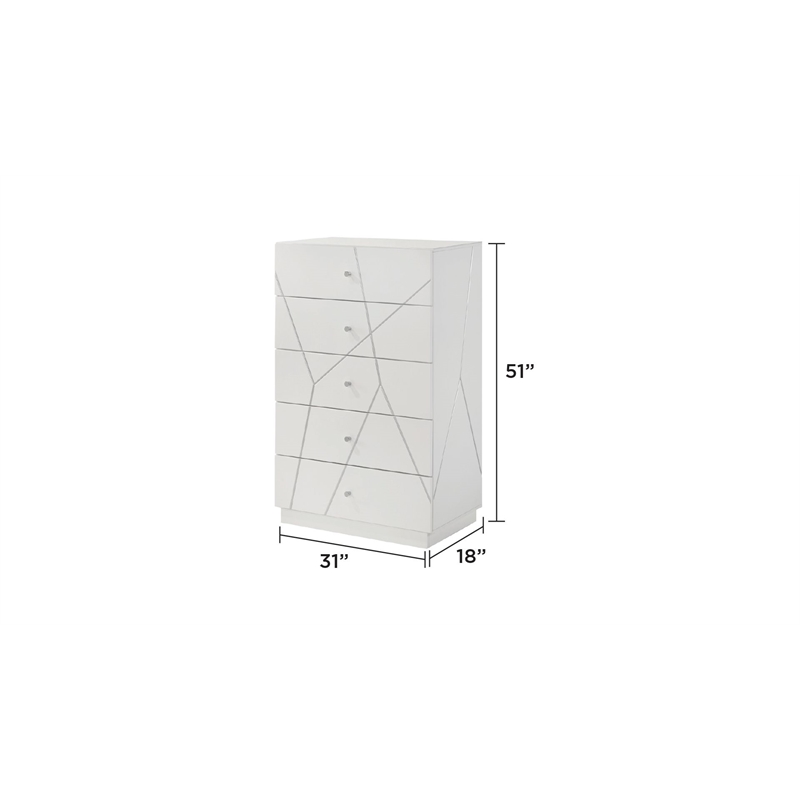 Manhattan Queen 5-Piece Set including Lacquer & Storage Chest in White