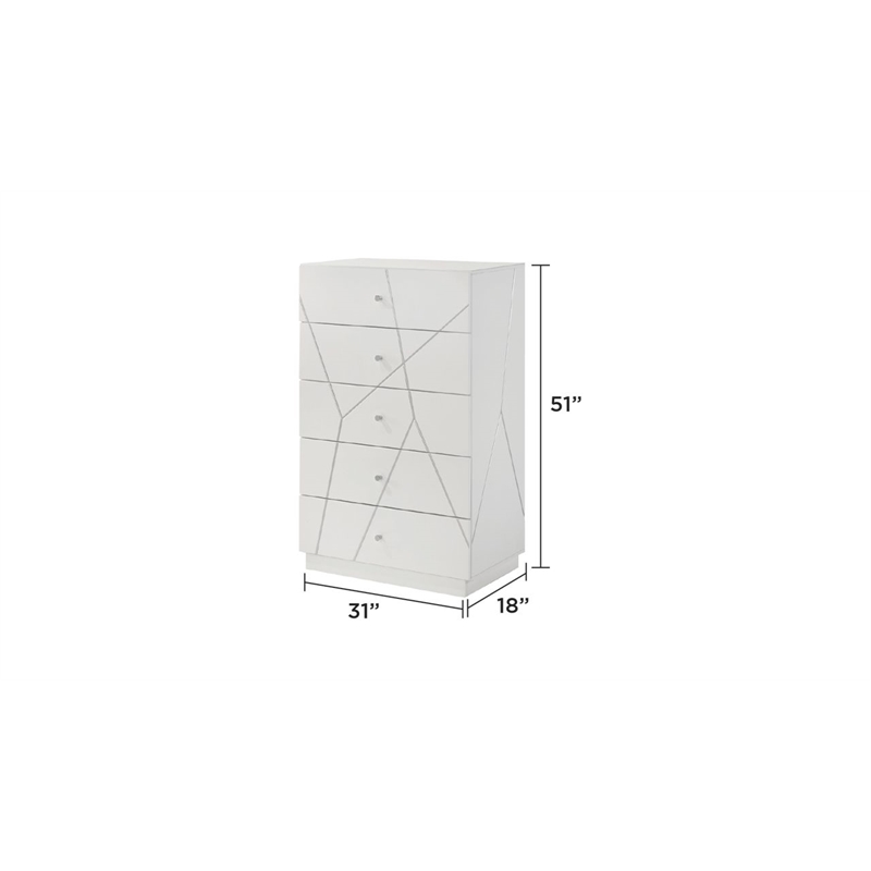 Manhattan King 5-Piece Set including  Storage Chest Made With Wood in White