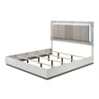 Mist Modern style Queen Bed made with Wood Lacquer & Marble Headboard in White