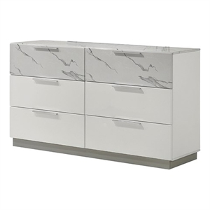 Mist Dresser made with Wood Lacquer & Marble finish White(INCLUDES DRESSER ONLY)