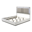 Mist modern style King Bed made with Wood Lacquer & Marble Detailing in White