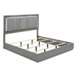 Elara King Bed - Manufactured Wood - Gray & LED Marble Accent Headboard