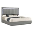 Elara King Bed - Manufactured Wood - Gray & LED Marble Accent Headboard