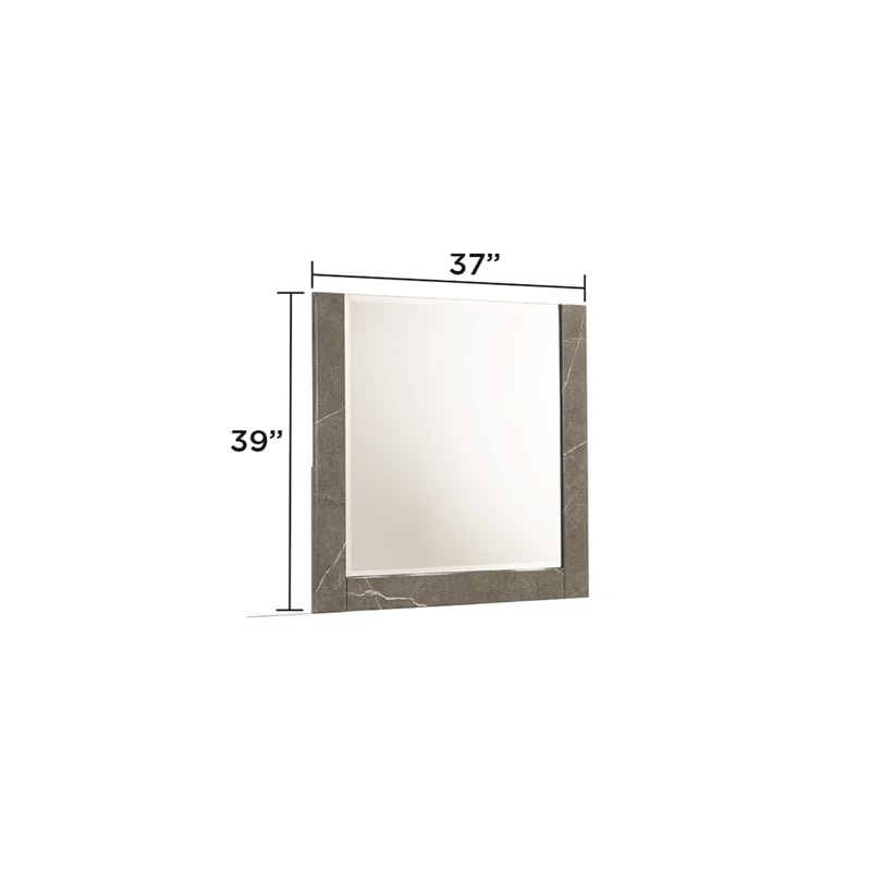 Elara Queen 4PC Set - Manufactured Wood - Gray & LED Marble Accent Headboard