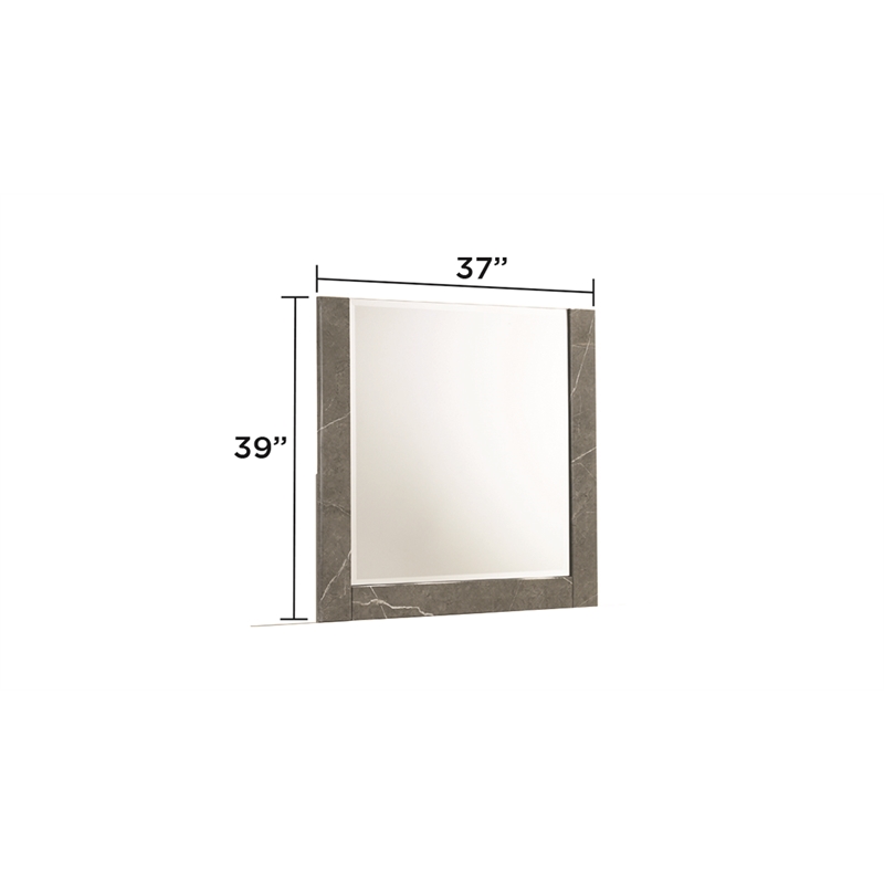 Elara King 4PC Set - Manufactured Wood - Gray & LED Marble Accent Headboard