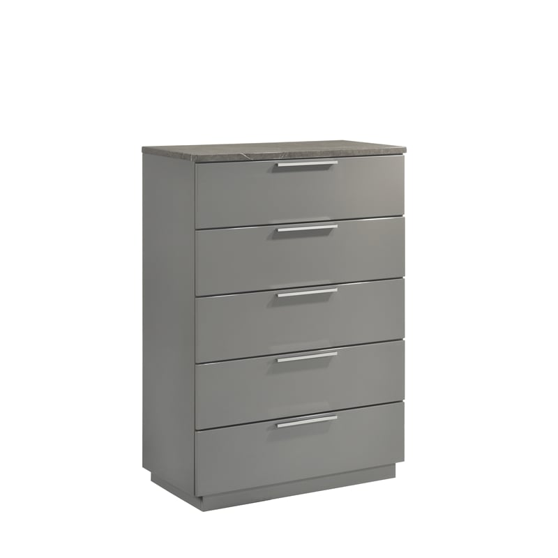 Elara King 5PC Set - Manufactured Wood - Gray & LED Marble Accent Headboard