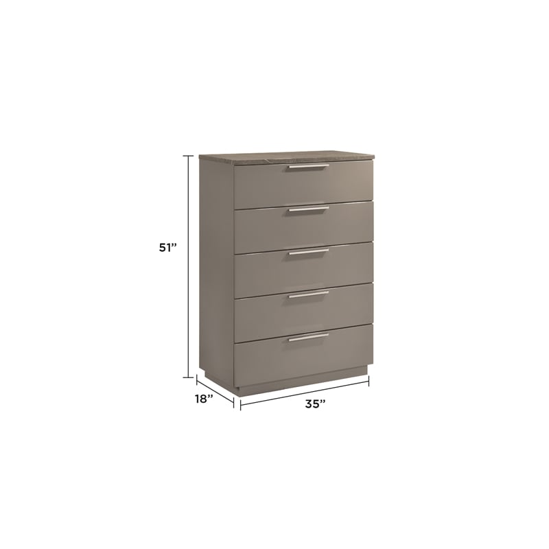 Elara King 5PC Set - Manufactured Wood - Gray & LED Marble Accent Headboard