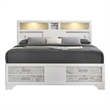 Soul King Bed with Manufactured Wood & LED Headboard in White
