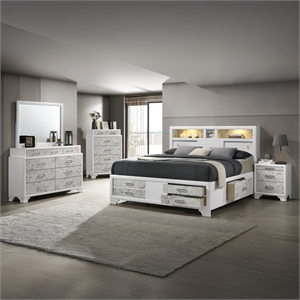 Soul Queen 5PC Set including Manufactured Wood & Marble Accents in White