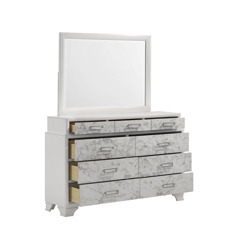 Soul King 5PC Set including Manufactured Wood & Marble Accents in White