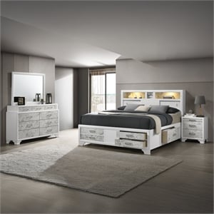 Soul King 4PC Set including Manufactured Wood & Marble Accents in White