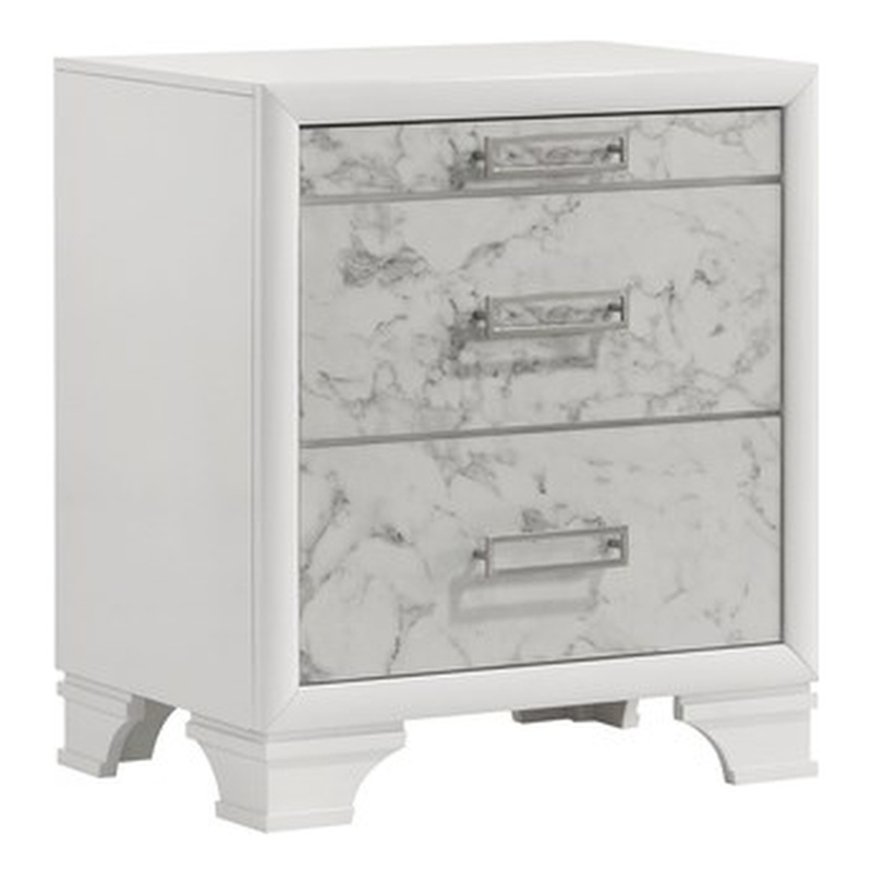 Soul King 4PC Set including Manufactured Wood & Marble Accents in White
