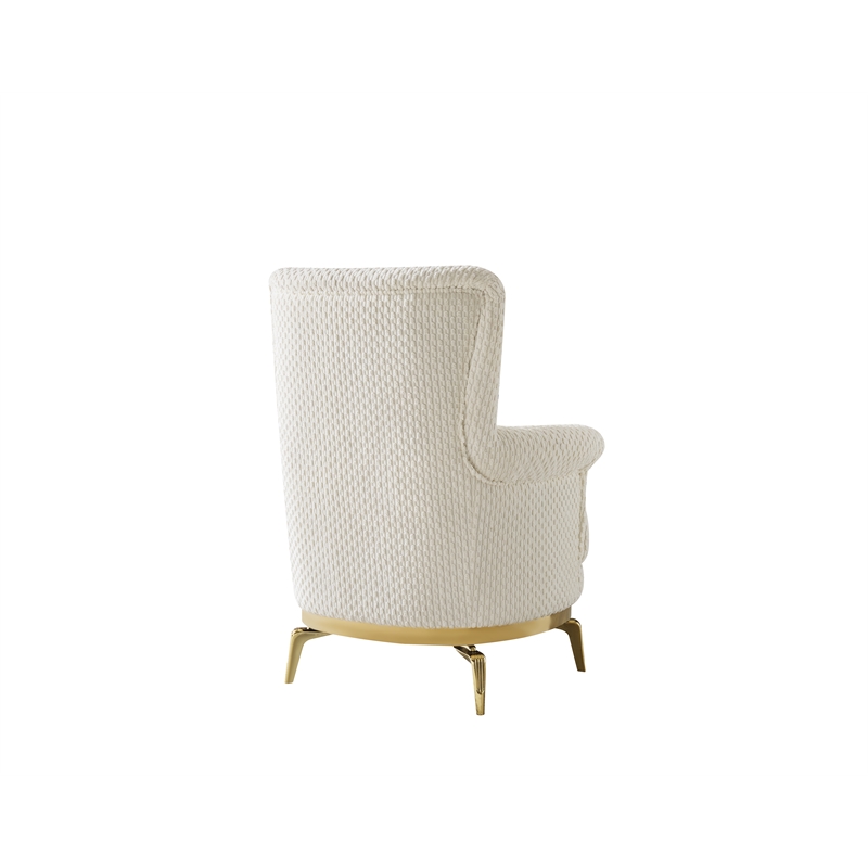 Zoe Chair with Cut Chenille & Gold Accents in Cream