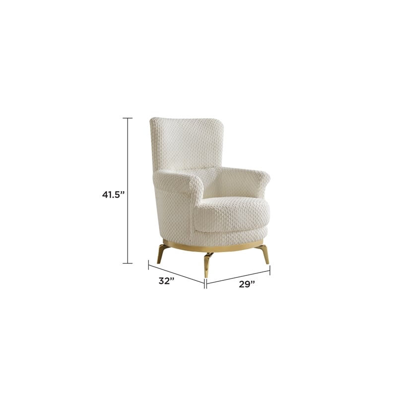 Zoe Chair with Cut Chenille & Gold Accents in Cream
