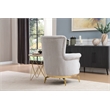Zoe Chair with Cut Chenille & Gold Accents in Gray