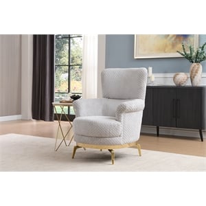 Zoe Chair with Cut Chenille & Gold Accents in Gray