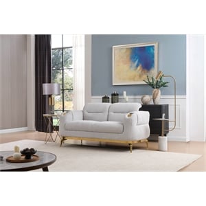 Zoe Loveseat with Cut Chenille & Gold Legs in Gray