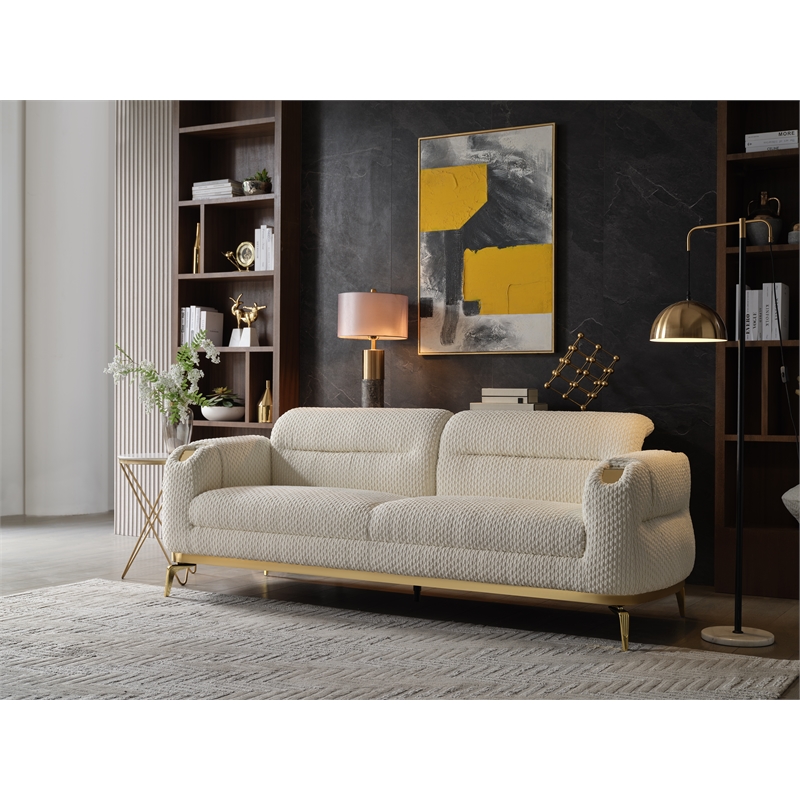 Zoe Sofa with Cut Chenille & Lumbar Support in Cream