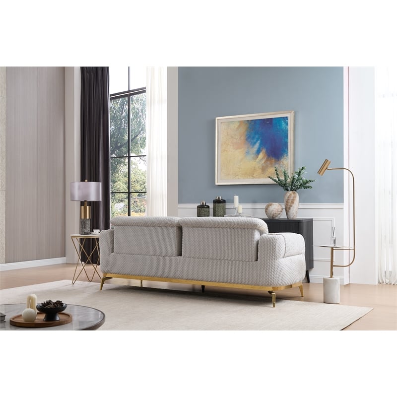 Zoe 2-Piece Set with Cut Chenille & Gold Accents in Gray