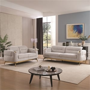 Zoe 2-Piece Set with Cut Chenille & Gold Accents in Gray