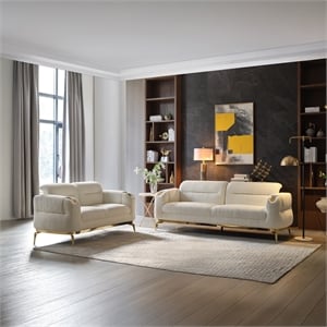 Zoe 2-Piece Set with Cut Chenille & Gold Accents in Cream