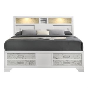 Soul Full Bed with Manufactured Wood & LED Headboard in White
