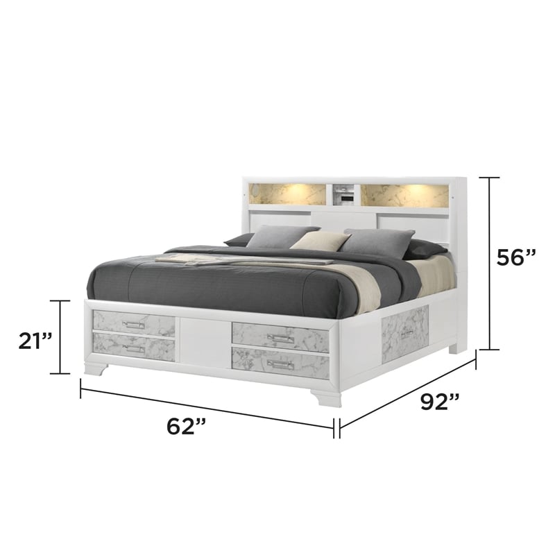 Soul Full 4PC Set including Manufactured Wood & Marble Accents in White