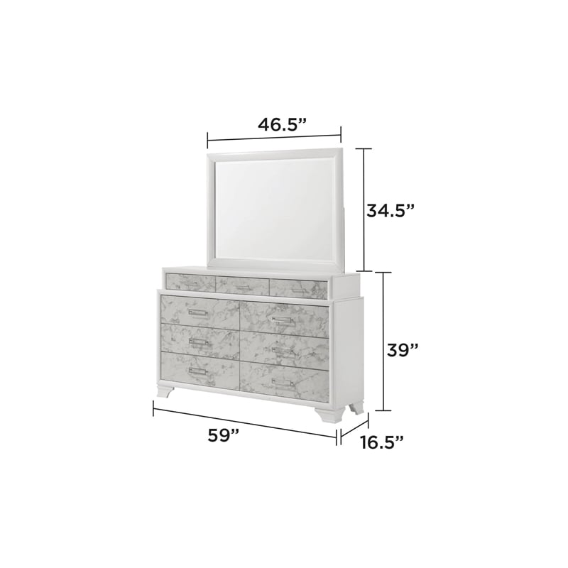 Soul Full 4PC Set including Manufactured Wood & Marble Accents in White
