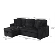 Plush Sectional made with Wood and  Soft Corduroy Wood in Black