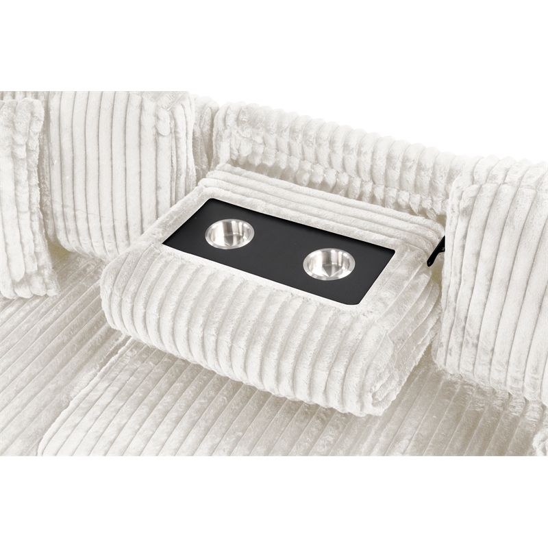 Plush Sectional made with Soft Corduroy and Wood in Cream