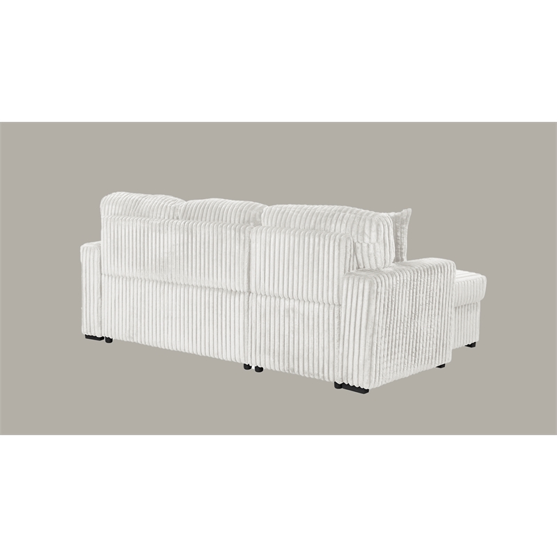 Plush Sectional made with Soft Corduroy and Wood in Cream