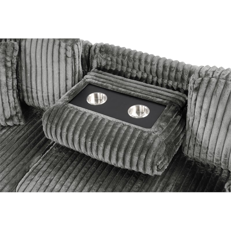 Plush Sectional made with Wood and Soft Corduroy Wood in Gray