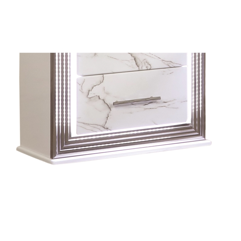 Desire Nightstand with Manufactured Wood LED Lighting in White