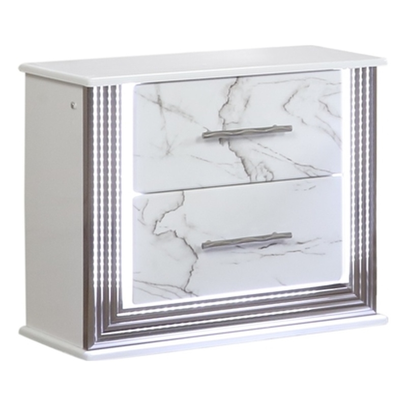 Desire Nightstand with Manufactured Wood LED Lighting in White