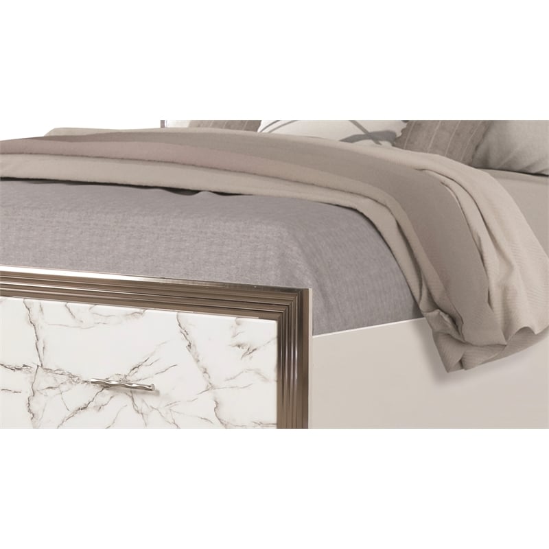Desire Queen Bed with Manufactured Wood LED Headboard in White